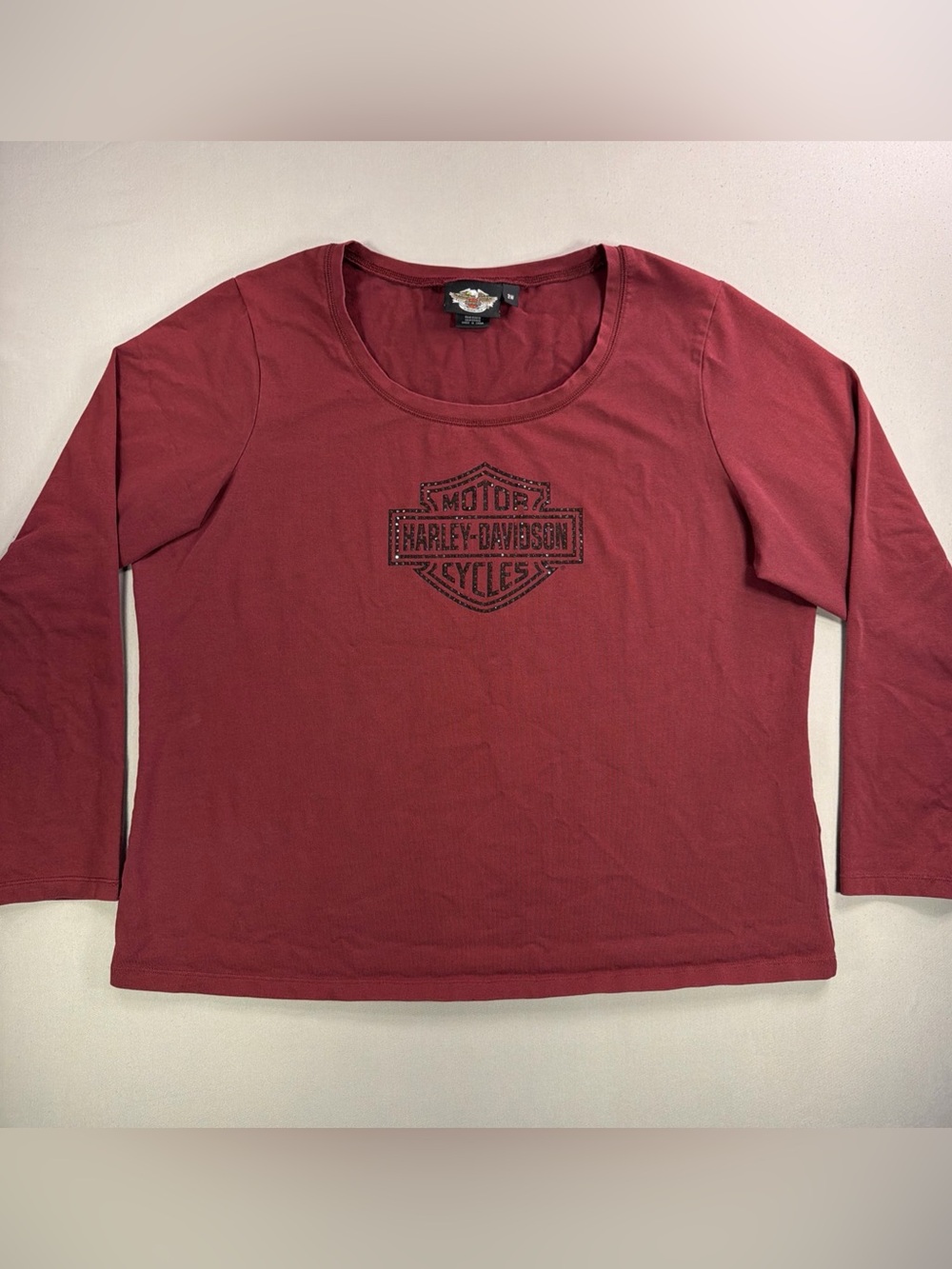 Harley-Davidson Women's Deep Red Long Sleeve Logo Tee size 2W